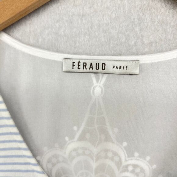 FERAUD PARIS Nightgown L V-Neck Striped Sleeveless Sleepwear Slip Dress Blue - Picture 10 of 16